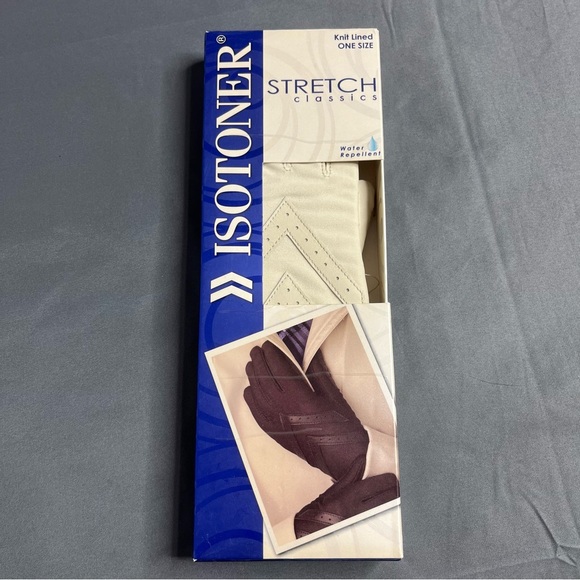 Isotoner Classics Gloves NEW BOX Leather Trim Oyster White Cosplay Costume Money - Picture 8 of 10